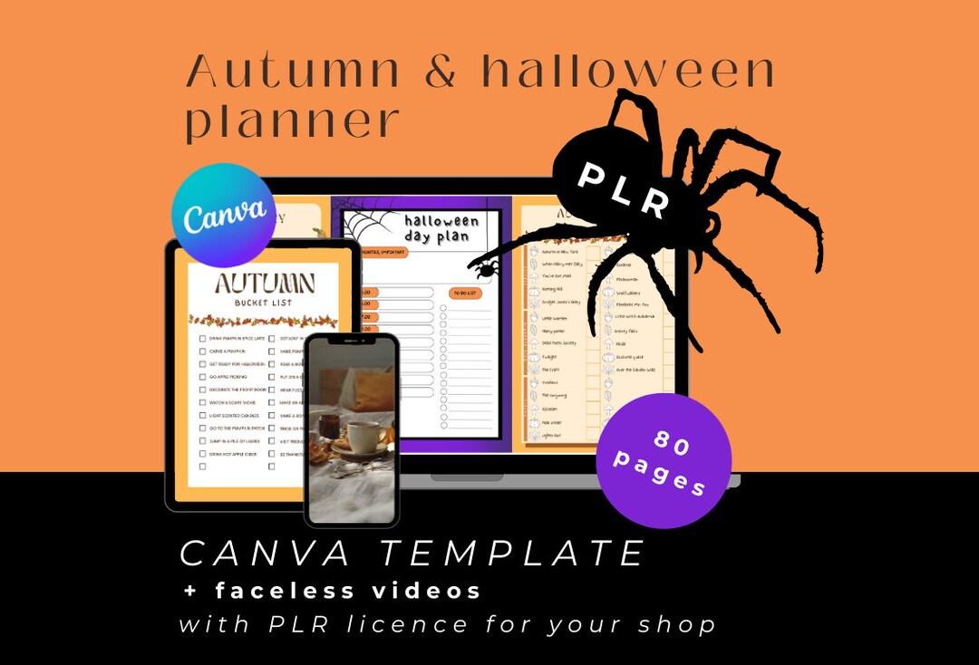 2024 Autumn PLR Planner, Fall Schedule Printable, Halloween Party ...