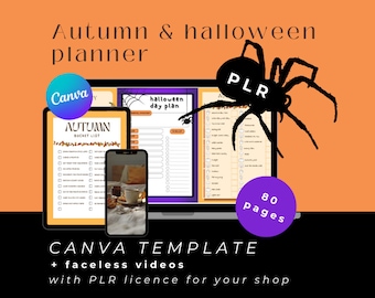 2024 Autumn PLR Planner, Fall Schedule Printable, Halloween Party Planning, PLR Halloween Planner, Done For You Editable, Kids activities