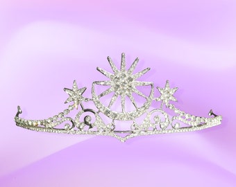 Couronne de Feyre, couronne d'acotar, couronne céleste étoilée, cadeau pour amoureux d'acotar, diadème Art nouveau lune et étoile, diadème halo lune