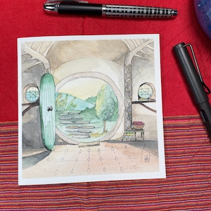 Hobbit Hole - Listo para la aventura - Tarjeta de felicitación cuadrada