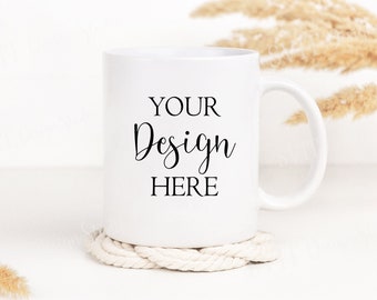 Coffee Mug Mockup, Boho mockup, 11oz White Mug Mockup, Cup Mock up, Styled Stock Photo, Digital Download