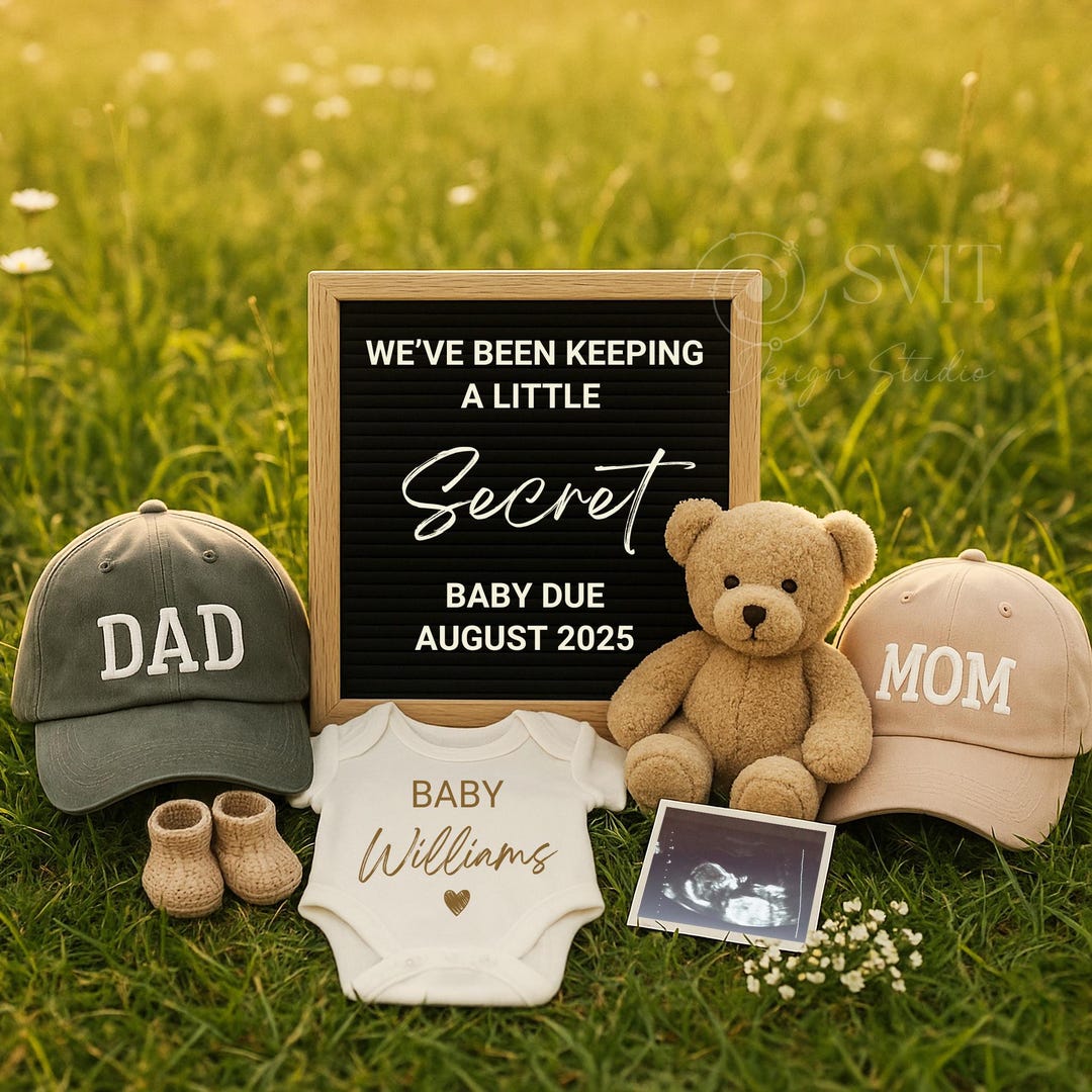 Baby Announcement Digital Template Mom Dad, Gender Neutral Pregnancy ...