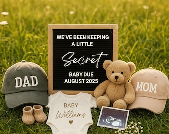 Baby Announcement Digital Template Mom Dad, Gender Neutral Pregnancy Announcement, Baby Announcing Summer, Social Media Pregnancy Reveal