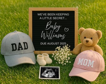 Baby Announcement Digital Template Mom Dad Summer, Gender Neutral Pregnancy Announcement Digital, Social Media Post, Pregnancy Reveal Idea