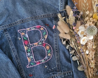 Letter personalised denim jackets floral