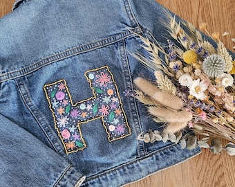 Inital beaded Denim Jacket