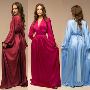 Silk Maxi Dress, Deep V-Neck, Bridesmaid Dress, Wedding Guest Dress, Prom Dress, Evening Silk Dress Long, Cocktail Dress