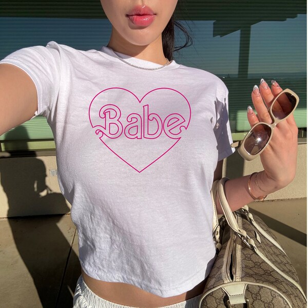 Vintage Pink Babe Y2K Woman Baby Tshirt , %100 Cotton, Vintage Design Y2K Baby Tee