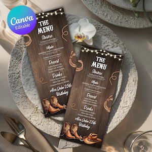 Editable Birthday Picture Menu, Full Picture Menu and Drink Card, Event Menu Template, Birthday Dinner Table Menu, Canva Template