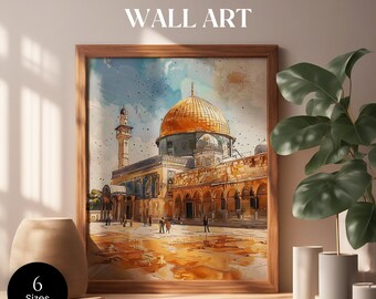 Masjid Al Aqsa Wall Art Printable Modern Islamic Wall Art, Palestine Wall Art, Islamic Boho Wall Art, Palestine Art Poster Muslim Home Decor