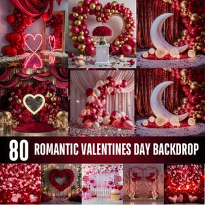 My Valentine, Digital Photography Backdrops, Red Valentine's Day Backdrops, Romantic Designs for Photography, Digital Valentines Backdrop