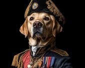 Renaissance Portraits, Commander Pet Portraits, Dog Portraits,King Pet Portrait,Custom Dog Portrait,Royal Pet Canvas,Pet Portrait from Photo