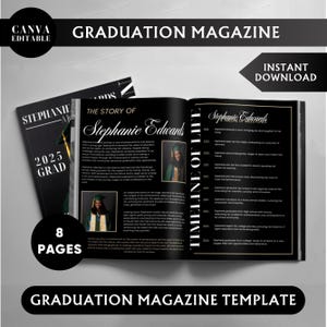 Graduation Magazine Template, High School Senior Graduation Magazine Cover Template, Senior Graduation Invitation, Senior Magazine Template