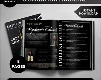 Graduation Magazine Template, High School Senior Graduation Magazine Cover Template, Senior Graduation Invitation, Senior Magazine Template