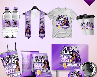 Last Lap Graduation Bundle, Graduation Bundle, Graduation Stole, 3d Graduation Shirt, Graduation Chip  Bag, Graduation Party Favors Bundle