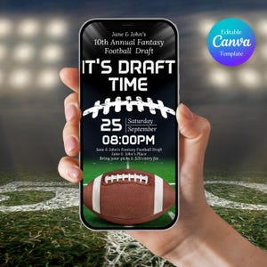 Fantasy Football Draft Party Invitation, Editable Football Party Invitation, Football Team Party, Football Electronic Invite, Canva Template