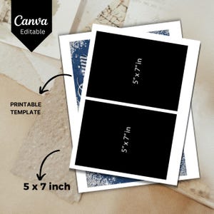May include: Printable template with two 5x7 inch photo frames on a blue background with white glitter. The text "Kim" is visible in the background.