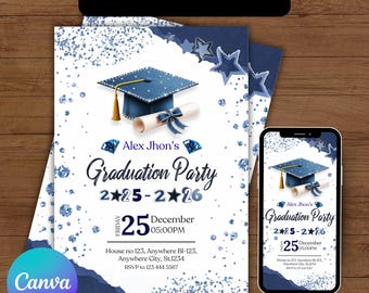 Graduation Party Invitation, Class of 2026 Invite, Graduation Announcement Invite, Denim and Diamonds Graduation Invite