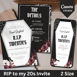 RIP To My 20s Party Invite, RIP Twenties Party Invitation, 30th Birthday Invite, Funeral to my Youth 30th Birthday, 20th Birthday Invite