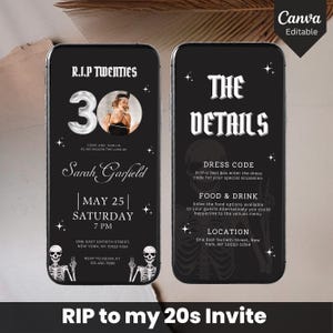 Digital RIP To My 20s Party Invite, Death to My 20s Birthday Invitation, 30th Birthday Invite, Funeral to my Youth 30th Bday, Canva Template
