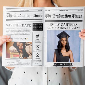 Canva Graduation Newspaper Template, Large Graduation Newspaper, Printable Large Newspaper Canva Template, Newspaper Graduation Announcement