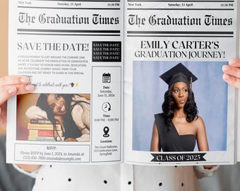 Modelo de jornal de formatura, modelo de jornal de formatura com foto de 2025, jornal de formatura grande, jornal de convite para festa de formatura da turma de 2025