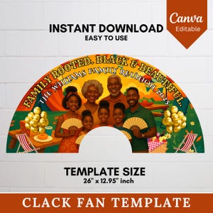 Family Reunion Clack Fan Template, Editable Canva Diy Hand Fan, Custom Family Reunion Clack Fan, Diy Family Reunion Clack Fan Canva Template