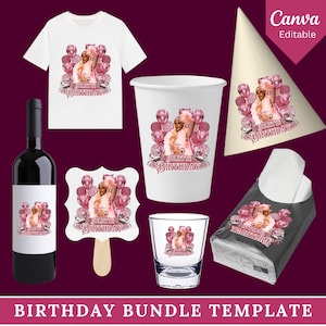 Styrofoam Cup Sticker Template, Shot Glass Label,Party Shirt Design, Editable Birthday Design,Customizable Styrofoam Cup Design,Party Bundle