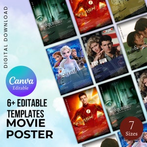 Cartel de la película Canva, cartel de la portada del álbum, cartel del álbum de parejas, arte de la pared de la portada del álbum, amante del cine imprimible, plantilla de Canva, descarga instantánea