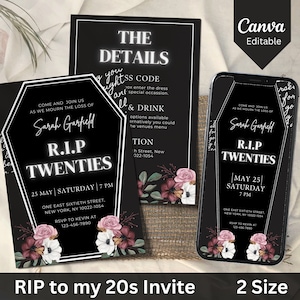 RIP To My 20s Party Invite, Death to My 20s Birthday Invitation, 30th Birthday Invite, Funeral to my Youth 30th Bday, 20th Birthday Invite