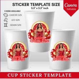 Styrofoam Cup Sticker Template, Editable Party Cup Template Customizable Styrofoam Cup Design, Cup Sticker Template, Custom Party Cups Canva