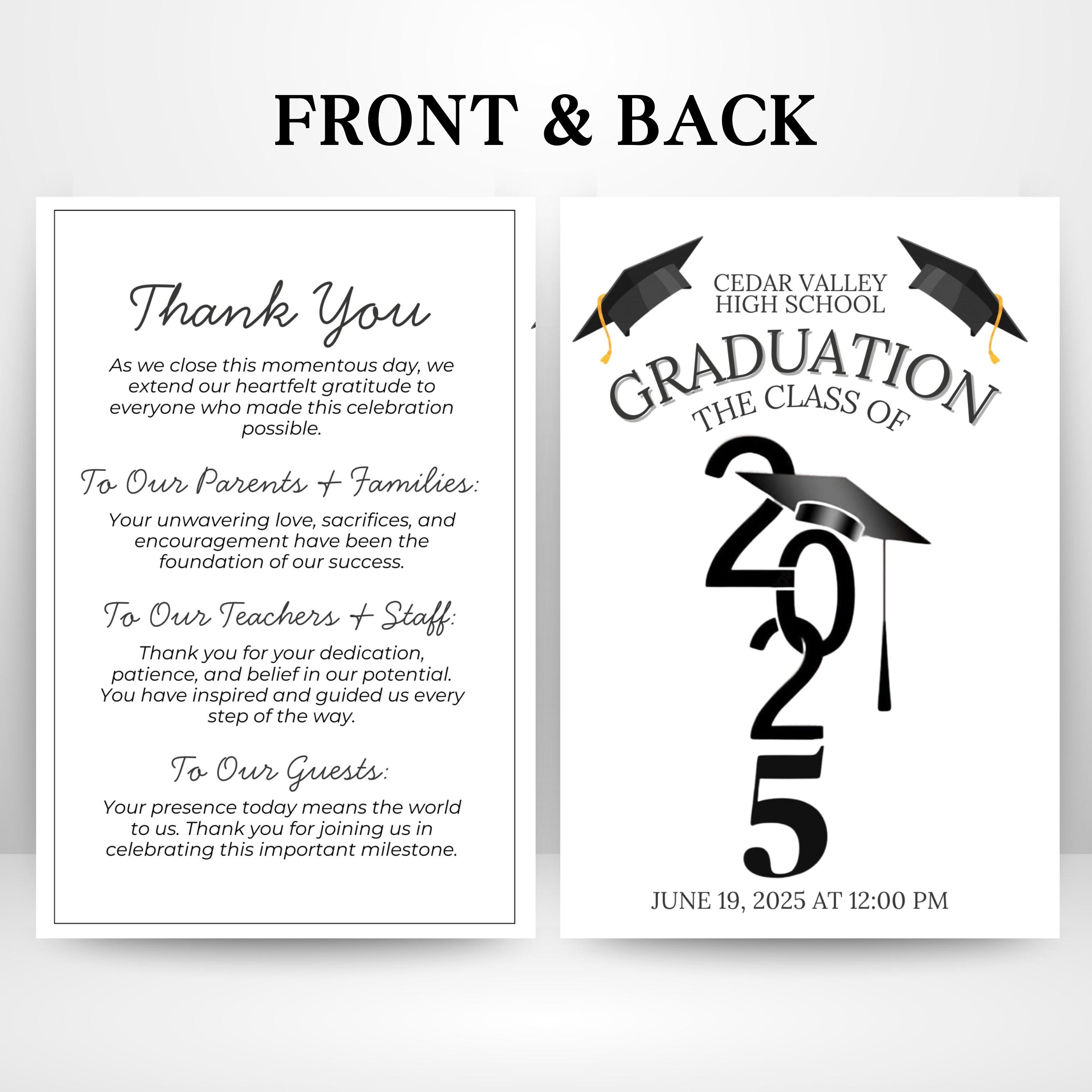 2025 Graduation Program Template, Editable 2025 Ceremony Card, Class of ...