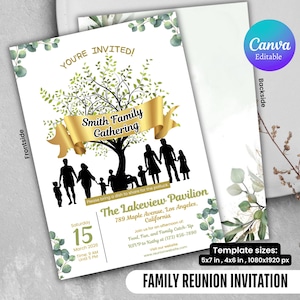 Convite para reunião de família Convite para reunião de família Árvore genealógica Editável Anúncio de reunião de família Modelo Canva Download instantâneo