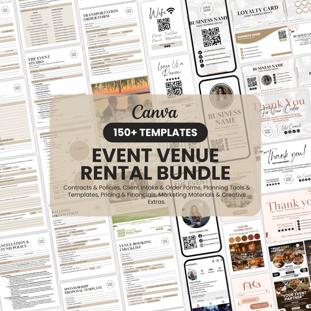 150+ Event Venue Rental Bundle Printable, 150+ Event Planner, Event ...