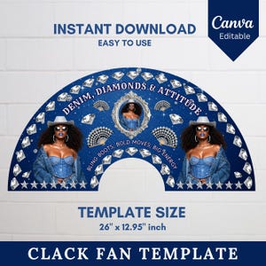 Editable Clack Fan Template, Boots On The Ground Clack Fan Template, Denim Clack Fan Squad Canva Cowgirl Fan, Chinese Fan,Where Them Fans At