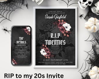Invitación a la fiesta de los veinte, RIP a la fiesta de los veinte, invitación para el 30.° cumpleaños, funeral por mi 30.° cumpleaños de juventud, invitación para el 20.° cumpleaños
