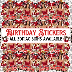 Zodiac Birthday Designs Bundle, Cheetah Big Mama Styrofoam Cup Sticker, Hoedown Shot Glass, and T-Shirt Design, Horoscope Sublimation Design