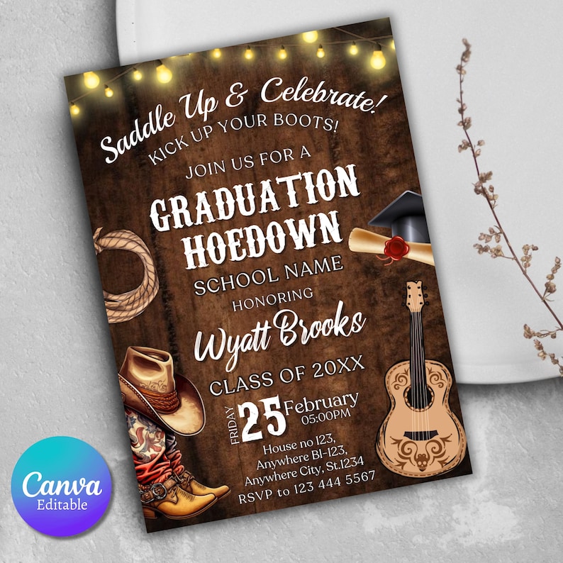 Western Graduation Invitation, Western Invitation, Grad Invitation ...