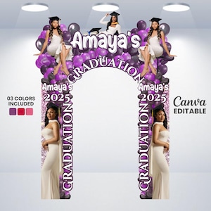 Graduation Entrance Arch Design, Editable Graduation Arch Template, Balloon Arch Template, Graduation Party Decor, Canva Template