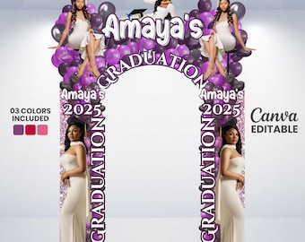 Graduation Entrance Arch Design, Editable Graduation Arch Template, Balloon Arch Template, Graduation Party Decor, Canva Template