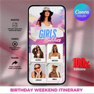 Birthday Trip Itinerary, Birthday Trip Itinerary Digital, Birthday Itinerary Template, Girls Trip Itinerary, 30th birthday weekend Itinerary