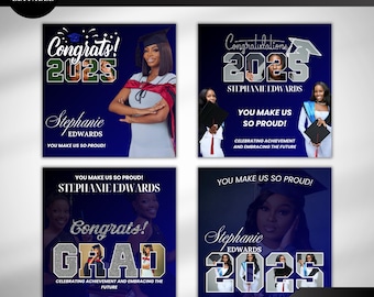 Graduation Template Kit, Graduation Posters, Grad Canva Frame, Graduation Gifts, Grad Collage Photos, Senior Graduation Kit, Class of 2025