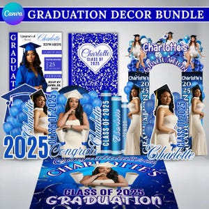 Custom Graduation Decor Bundle, Grad Entrance Arch, Congrats Grad Banner, Grad Name Cutout, Hat Arch Wall,Class of 2025 Floor Wrap Decor Set