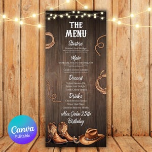 Editable Birthday Picture Menu, Full Picture Menu and Drink Card, Event Menu Template, Birthday Dinner Table Menu, Canva Template