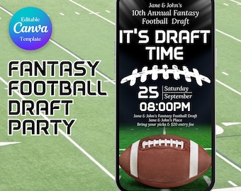 Fantasy Football Invitation, Editable Football Draft Party Invite, Football Team Party, Football Electronic Invite, Canva Template