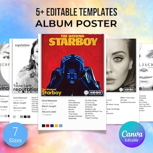 Canva Album Poster, Album Cover Posters, digital album cover posters, Album Cover,  Album Printable Poster, Canva template, Instant Download