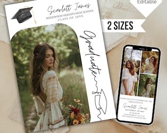 Graduation Announcement Card, Senior Announcement Card, Graduation Party Invite Template,Photo Graduation Card,Class of 2025 Grad Photo Card