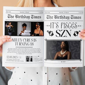 Canva 誕生日新聞テンプレート、編集可能な誕生日新聞、大きな誕生日新聞テンプレート、ハッピーバースデー新聞、印刷可能