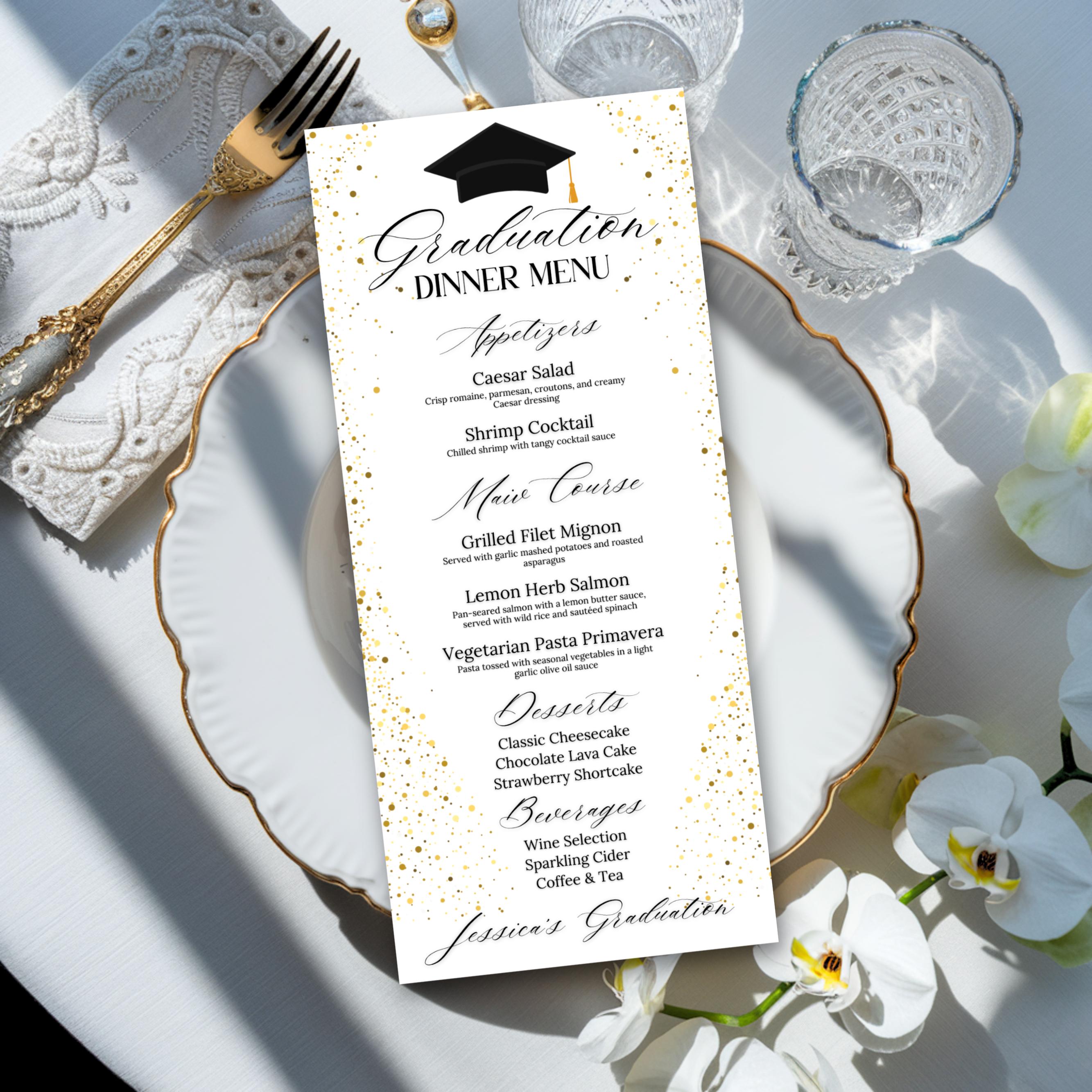 Graduation Party Menu Template, Editable Graduation Menu, and Drink ...