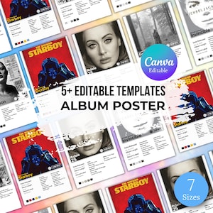 Póster de álbum de Canva, pósteres de portada de álbum, pósteres de portada de álbum digital, portada de álbum, póster imprimible de álbum, plantilla de Canva, descarga instantánea